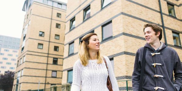 Students outside of Sentinel Towers